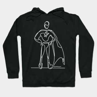 Minimalist white lines art Superhero Silhouette | Character 4 Hoodie